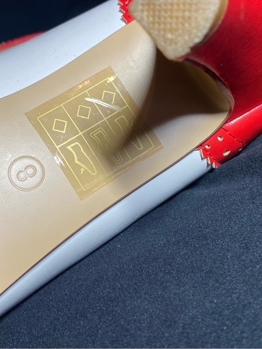 J. Adams Kym Mary Jane vegan pumps in red and cream, - Picture 5 of 8